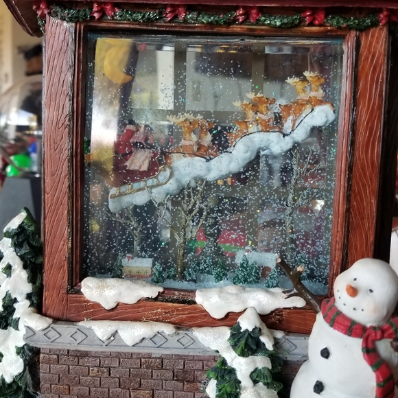 Vintage Christmas lights 3d 2 sided window decor snow glass display musical - Picture 11 of 16